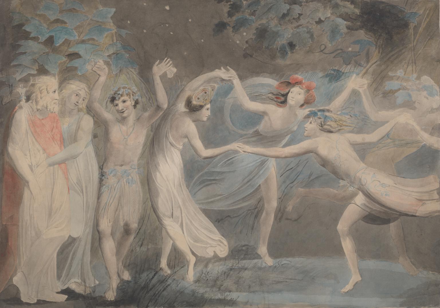 Оберон, Титания и Пък с танцуващи Феи, Уилям Блейк (1786)
